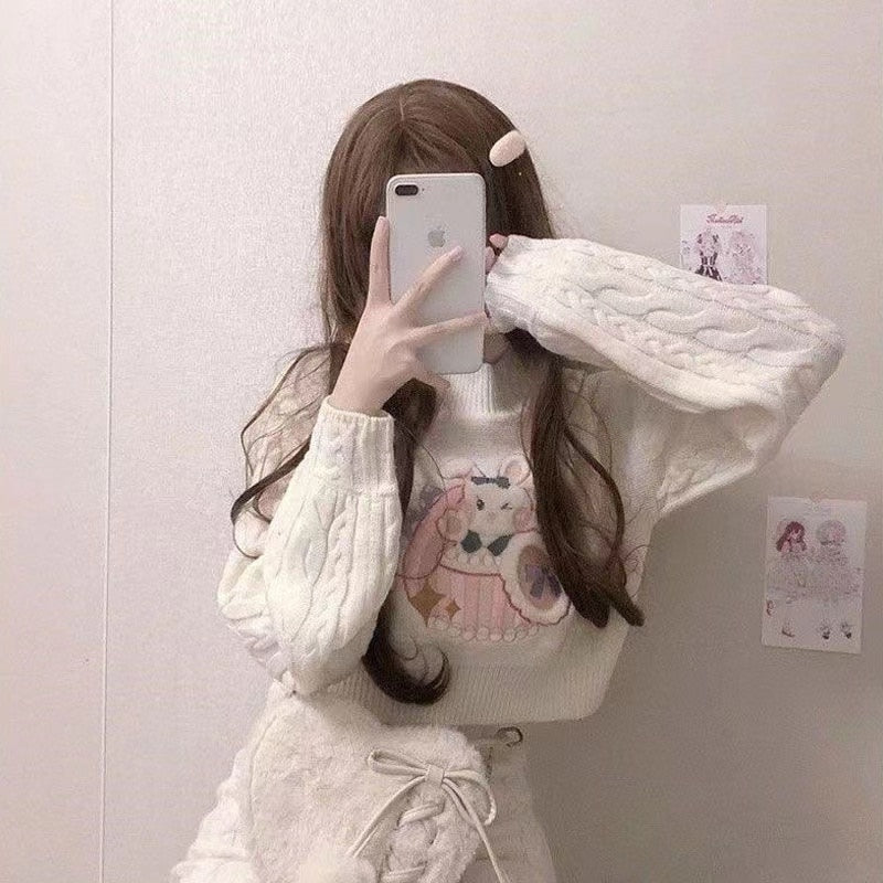 Cozy knit bunny matching set - bunnies - bunny rabbit - crop - top - cropped