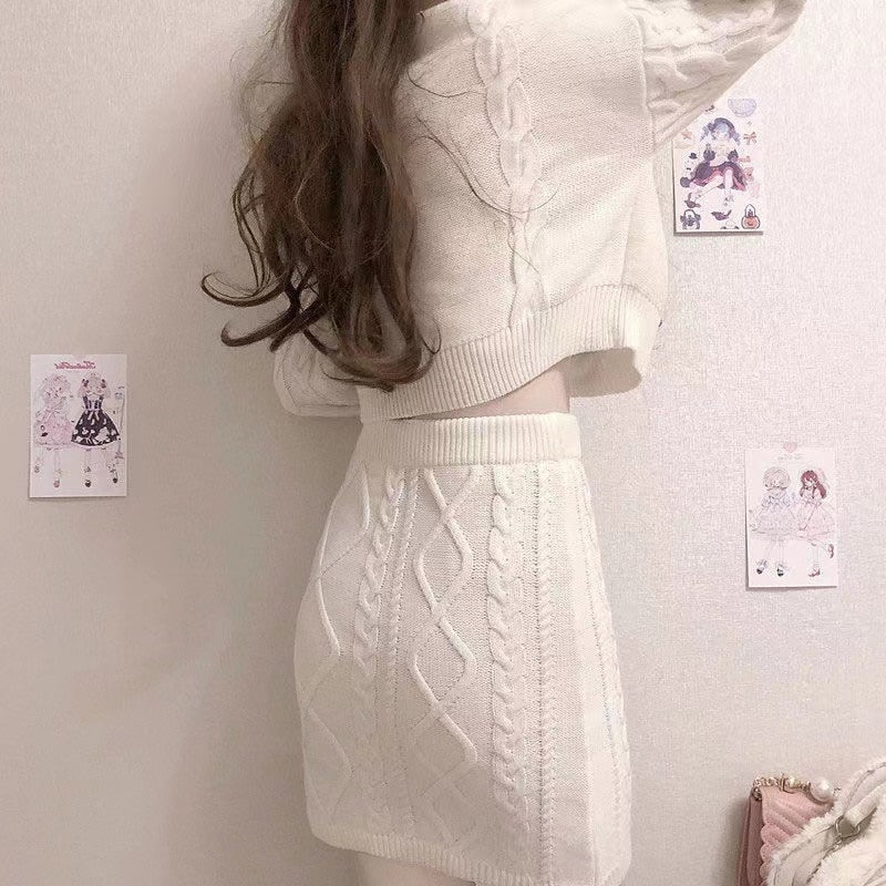 Cozy knit bunny matching set - bunnies - bunny rabbit - crop - top - cropped