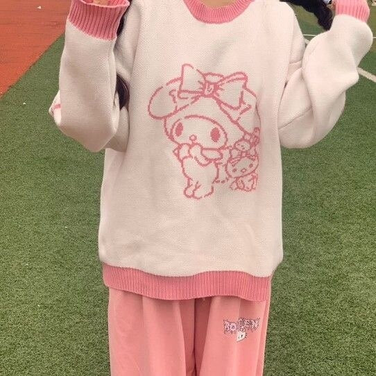 Cozy melo & cinna knit pullovers - cardigan - cat sweater - cinnamoroll - knit