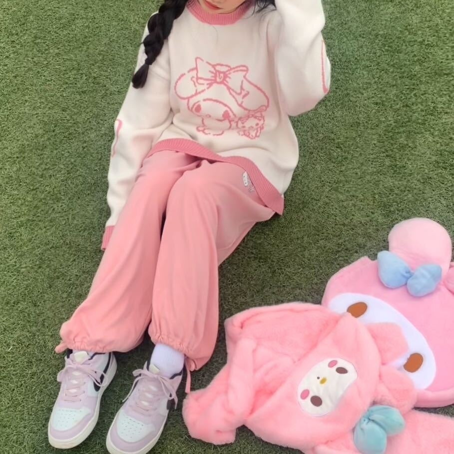 Cozy melo & cinna knit pullovers - cardigan - cat sweater - cinnamoroll - knit