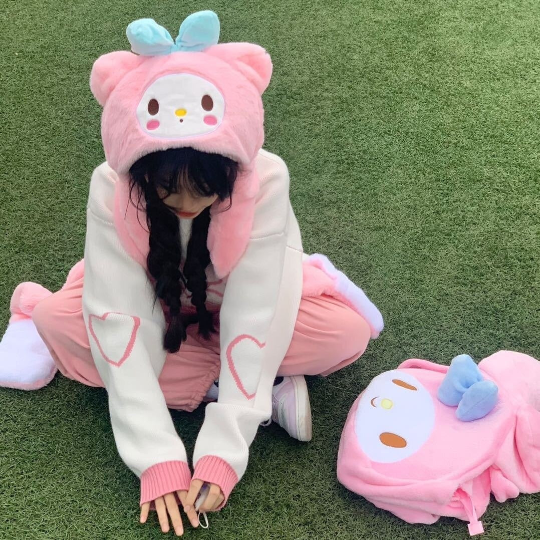 Cozy melo & cinna knit pullovers - cardigan - cat sweater - cinnamoroll - knit