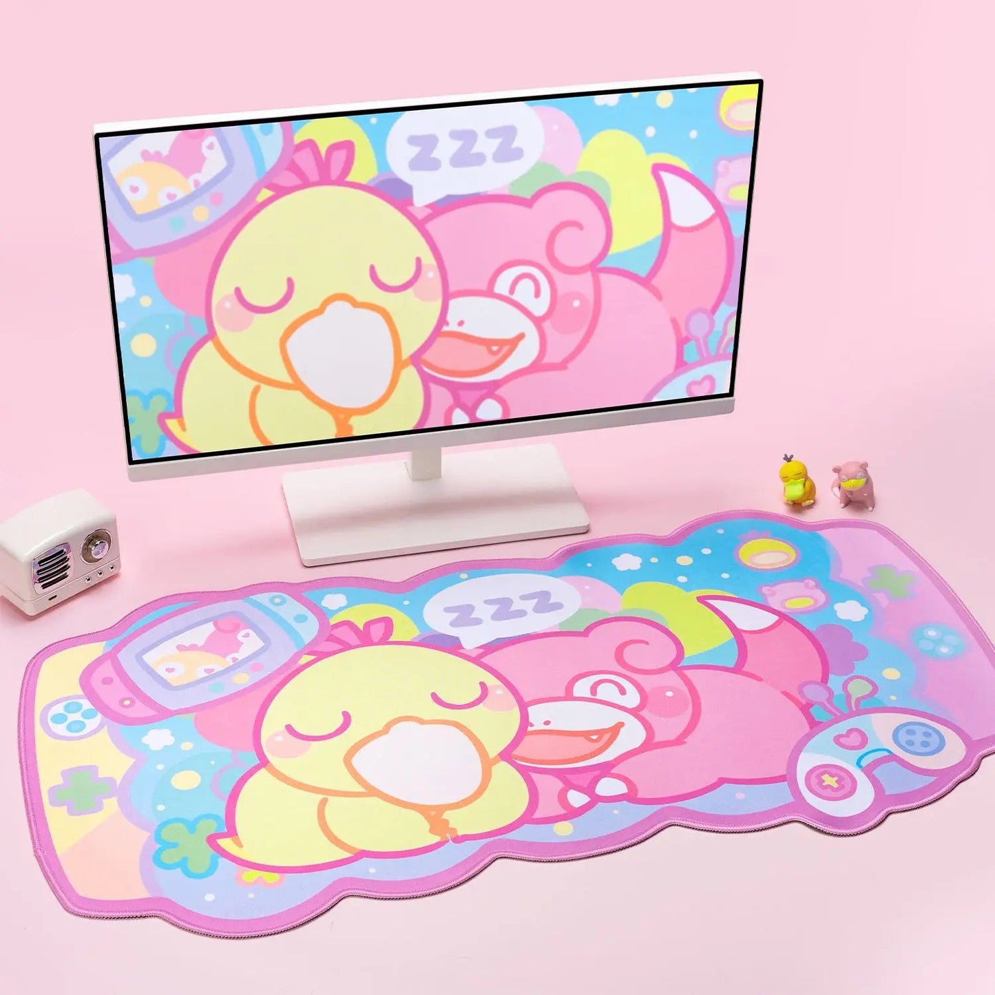Kawaii cozy snuggle buddies gaming large mousepad
