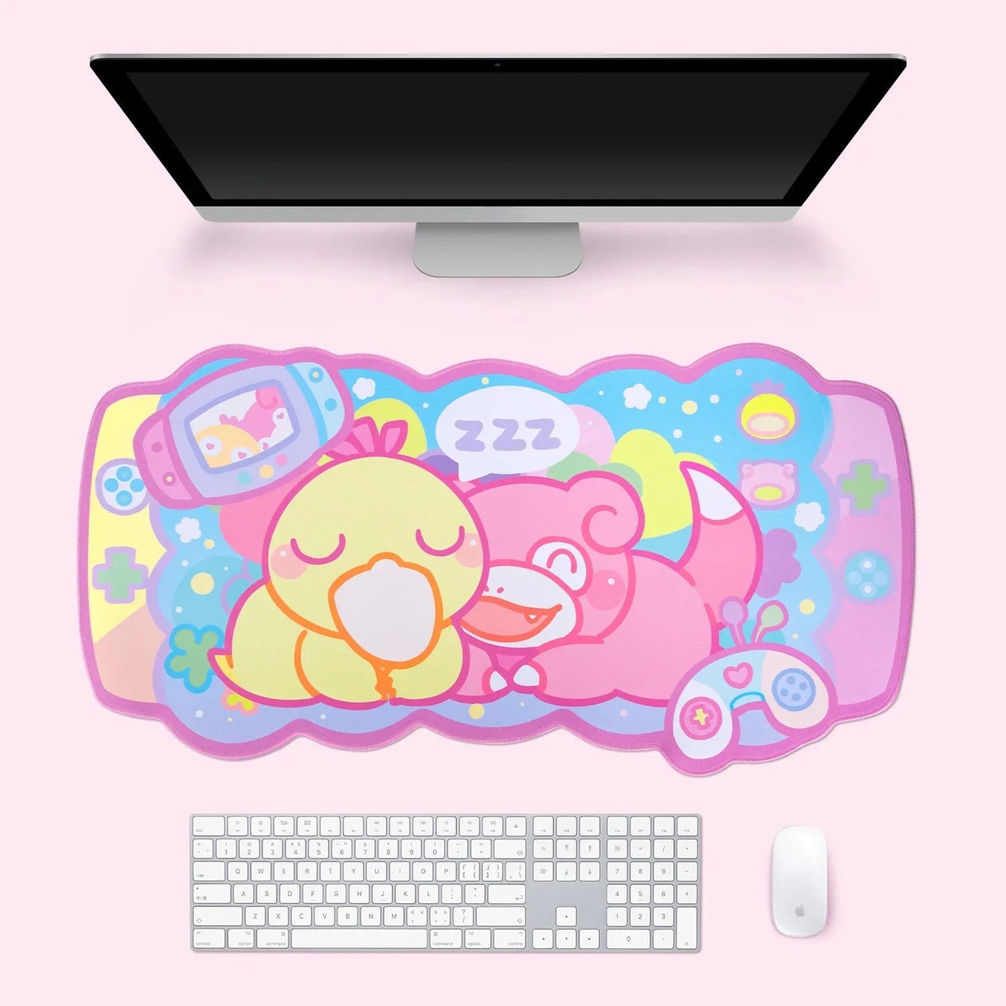 Kawaii cozy snuggle buddies gaming large mousepad