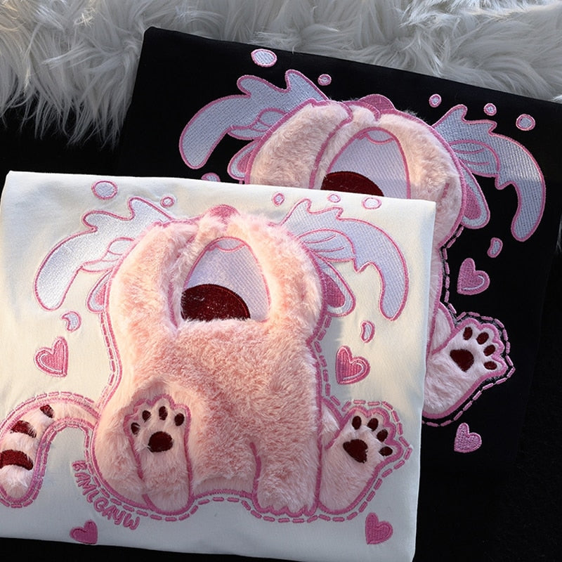 Crybaby kitten fluffy tee - cat plush - cats - crybaby - crying - flocked