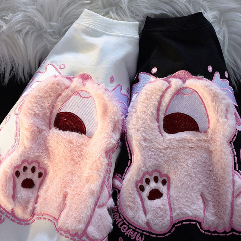 Crybaby kitten fluffy tee - cat plush - cats - crybaby - crying - flocked