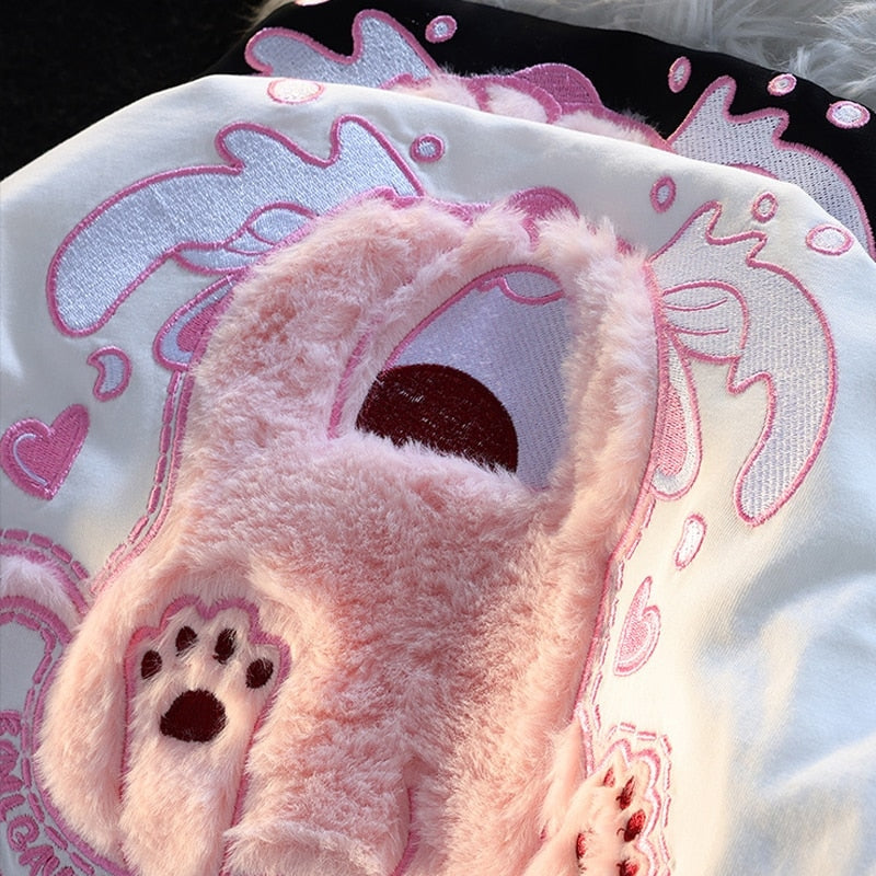 Crybaby kitten fluffy tee - cat plush - cats - crybaby - crying - flocked
