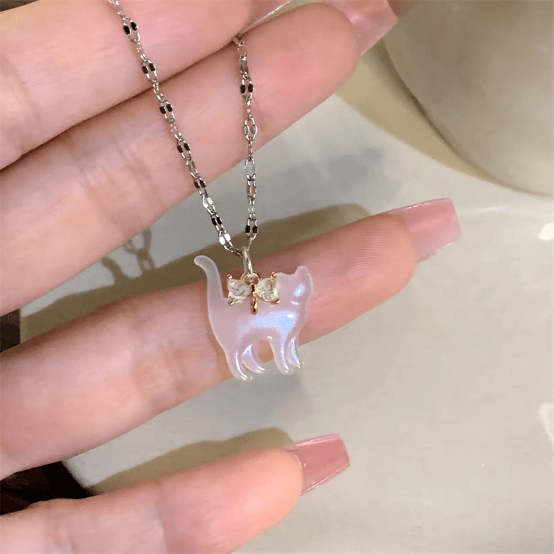 Bowknot Cat Pendant Necklace