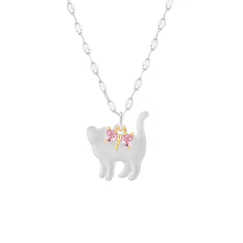 Bowknot Cat Pendant Necklace