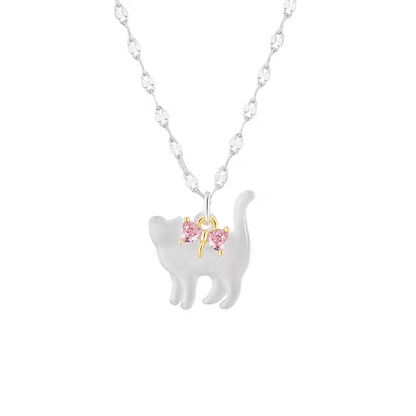 Bowknot Cat Pendant Necklace