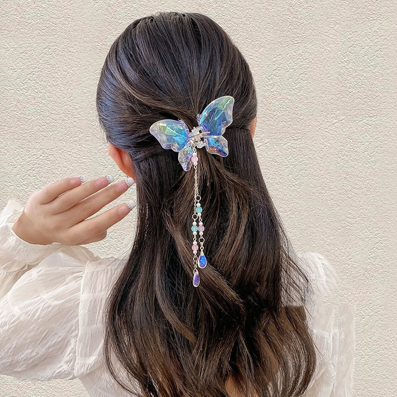 Crystal Butterfly Claw Hair Clip - clips, hair accessories, hair accessory, hair clip Kawaii Babe
