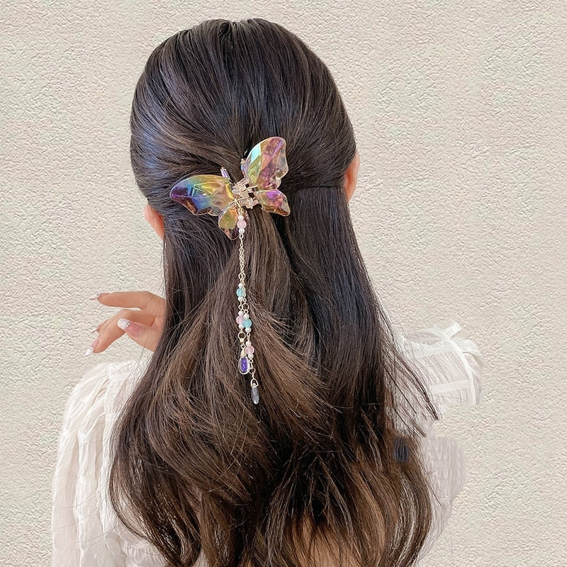 Crystal Butterfly Claw Hair Clip - clips, hair accessories, hair accessory, hair clip Kawaii Babe