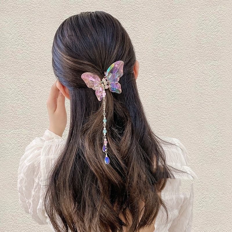 Crystal Butterfly Claw Hair Clip - clips, hair accessories, hair accessory, hair clip Kawaii Babe