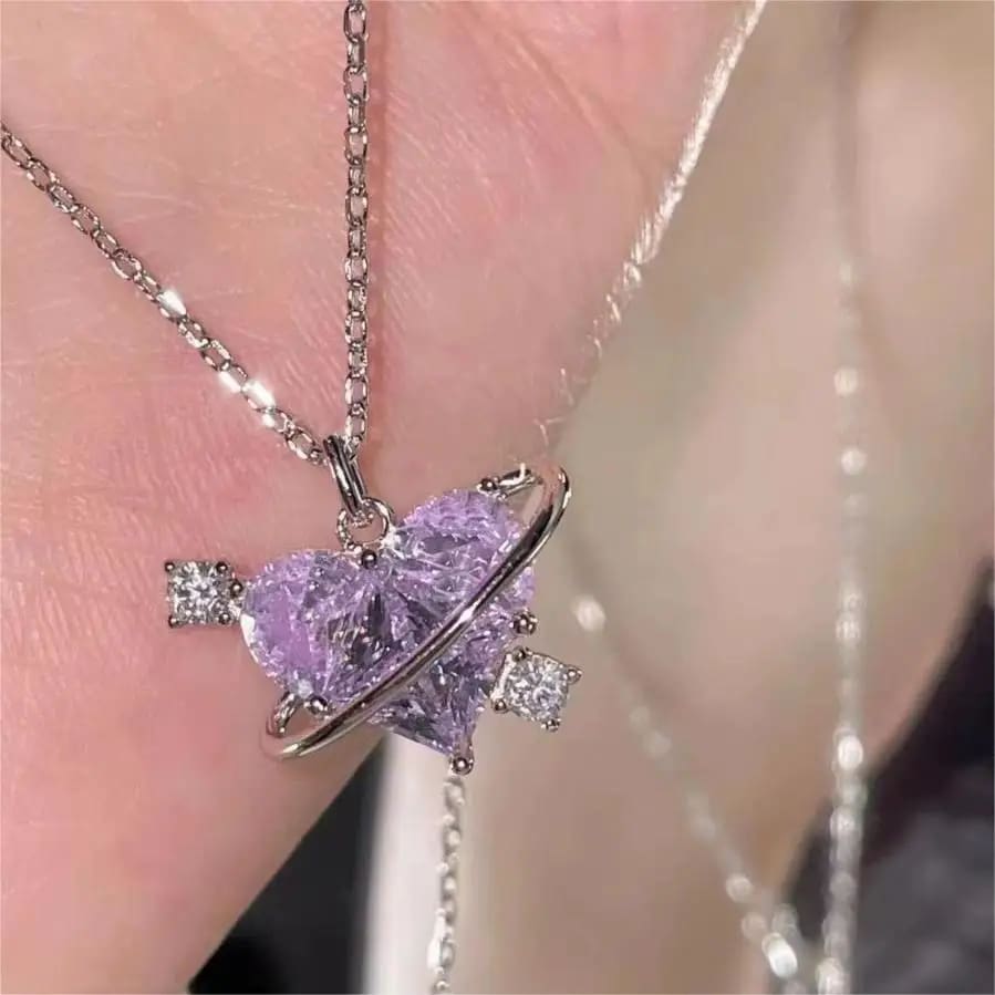 Kawaii crystal heart lovecore bangle bracelet pink princess fairycore