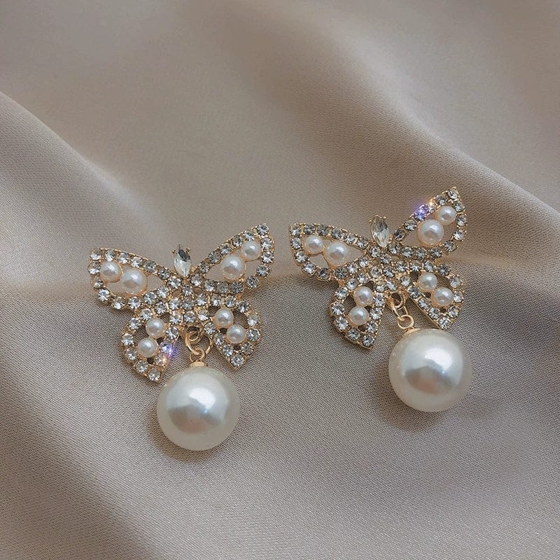 Boucles d'oreilles papillon en perles