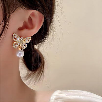 Boucles d'oreilles papillon en perles