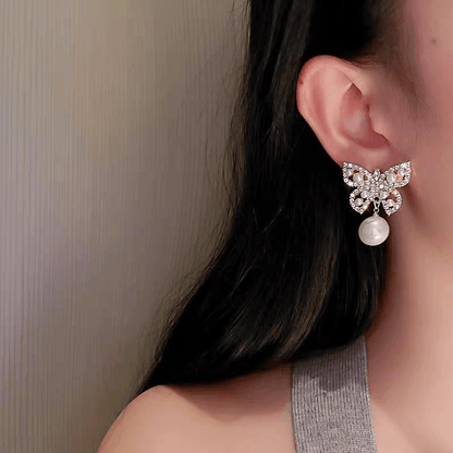 Boucles d'oreilles papillon en perles