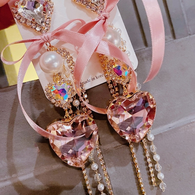 Crystal Princess Drop Earrings - accessories, crystal earrings, crystals, dangle earrings, drop earrings Kawaii Babe