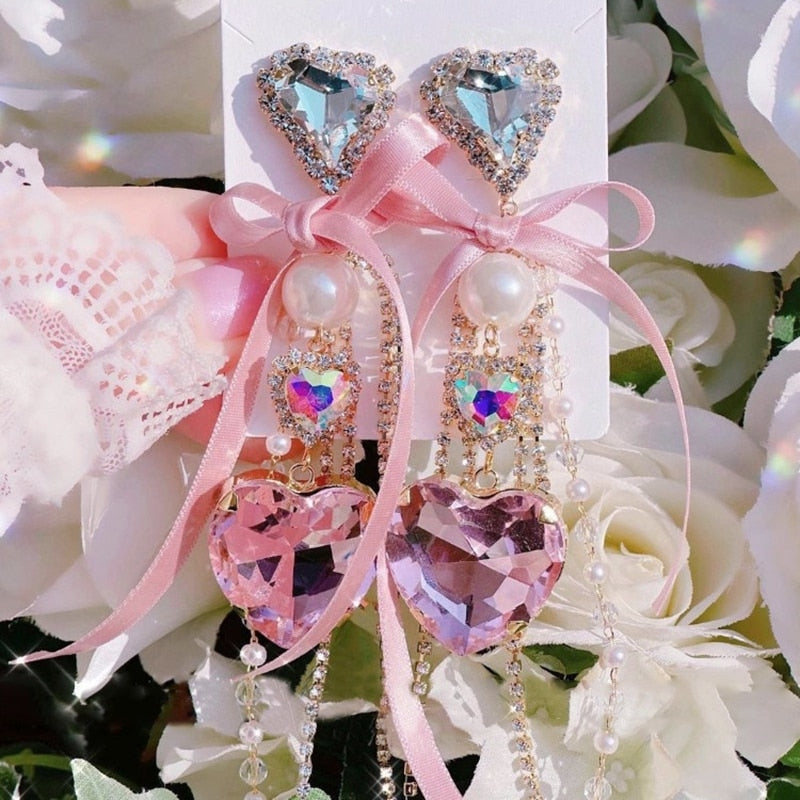 Crystal Princess Drop Earrings - accessories, crystal earrings, crystals, dangle earrings, drop earrings Kawaii Babe