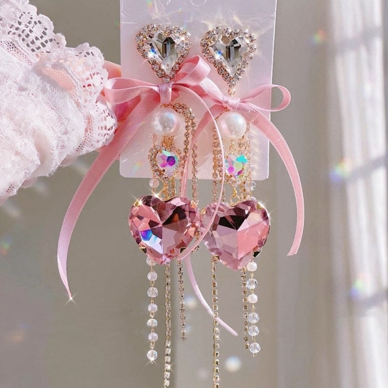 Crystal Princess Drop Earrings - accessories, crystal earrings, crystals, dangle earrings, drop earrings Kawaii Babe