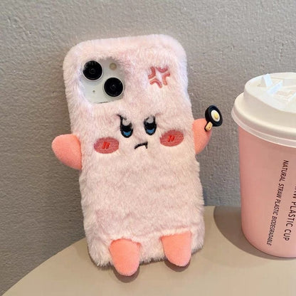 Coque iPhone en peluche brodée Kirby en colère