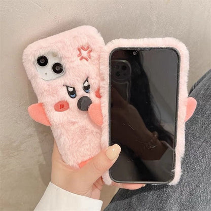 Coque iPhone en peluche brodée Kirby en colère