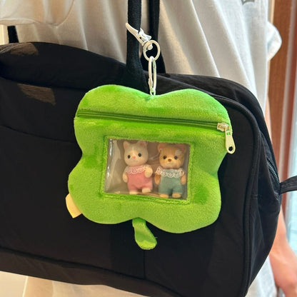 Porte-monnaie en peluche mignon sac porte-clés transparent