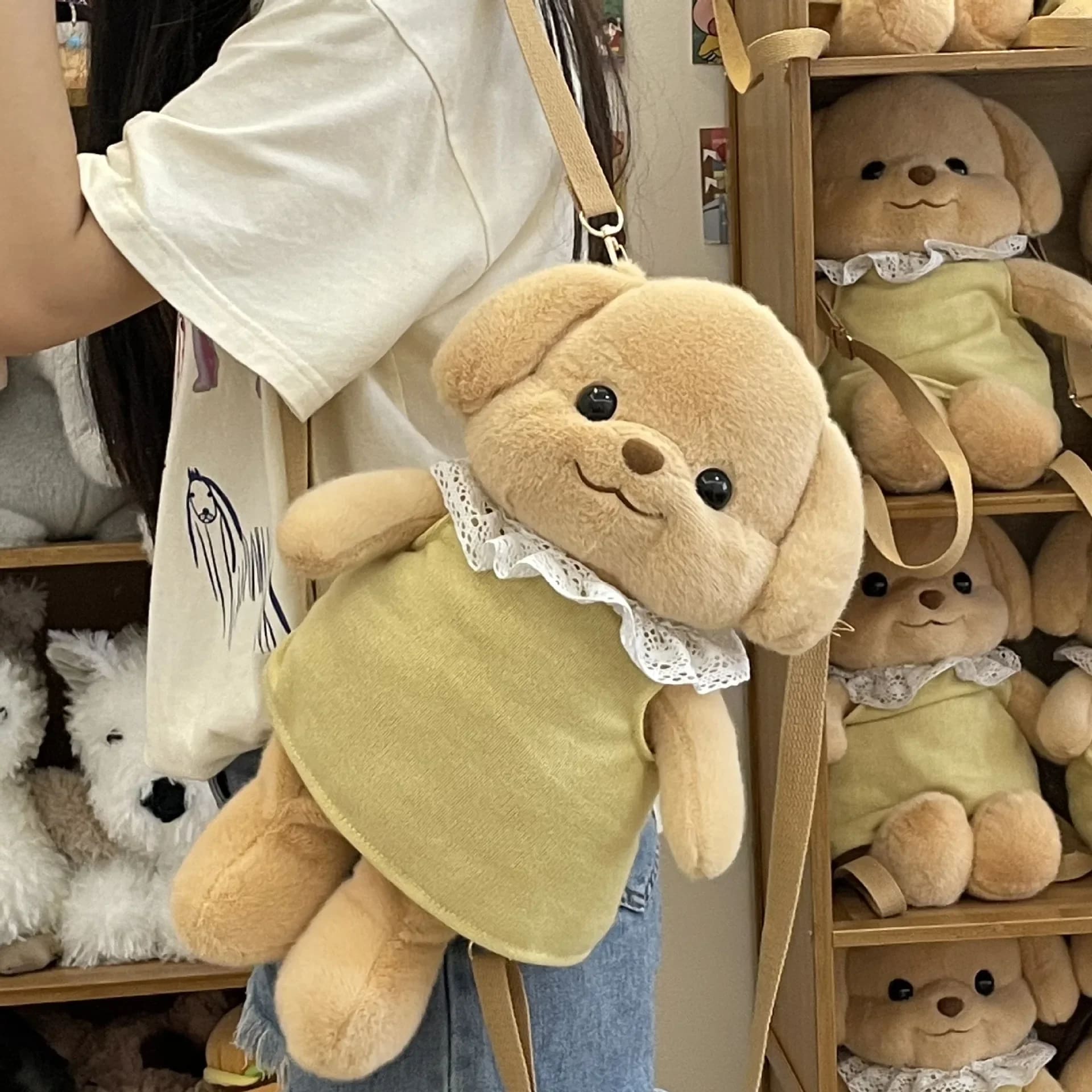 Kawaii cute cozy teddy bear crossbody tote bag purse