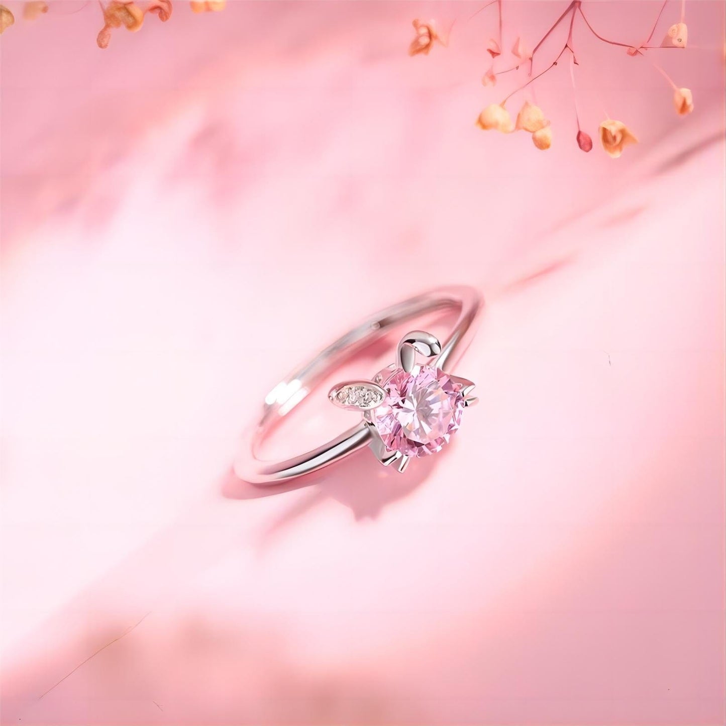 Bague Lapin en Cristal Rose