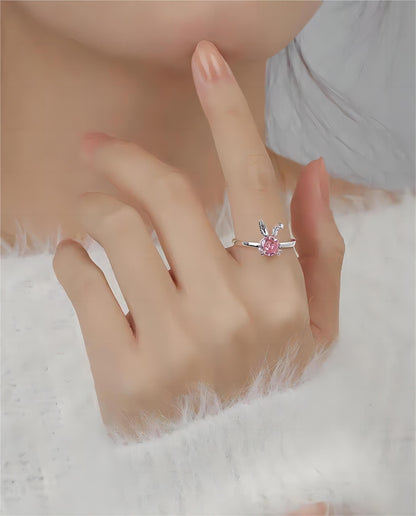 Bague Lapin en Cristal Rose