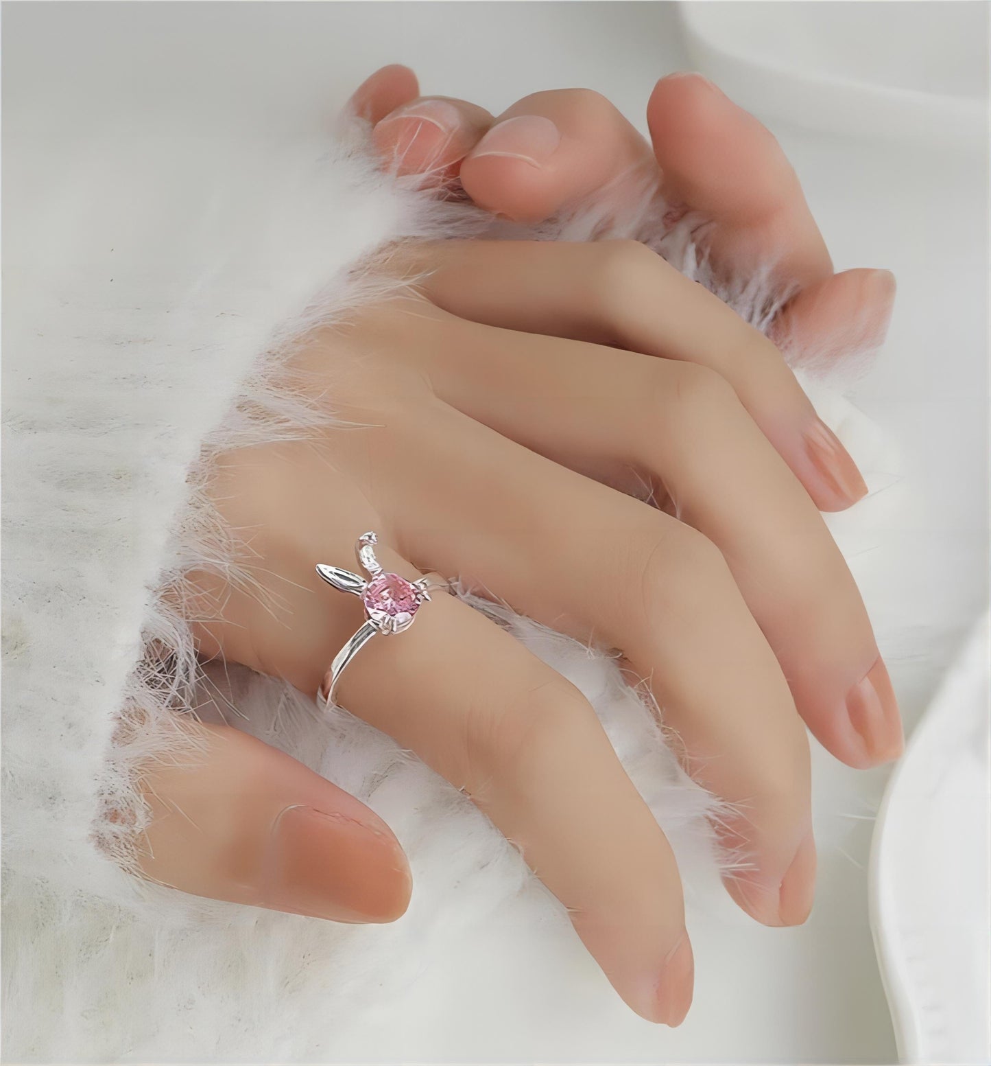 Bague Lapin en Cristal Rose