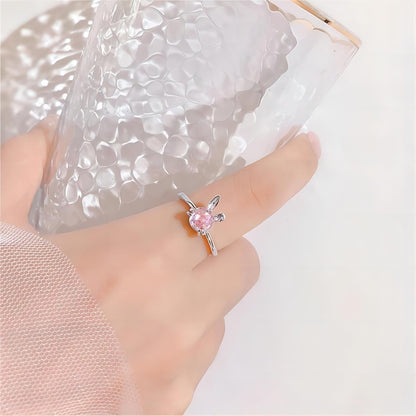 Bague Lapin en Cristal Rose