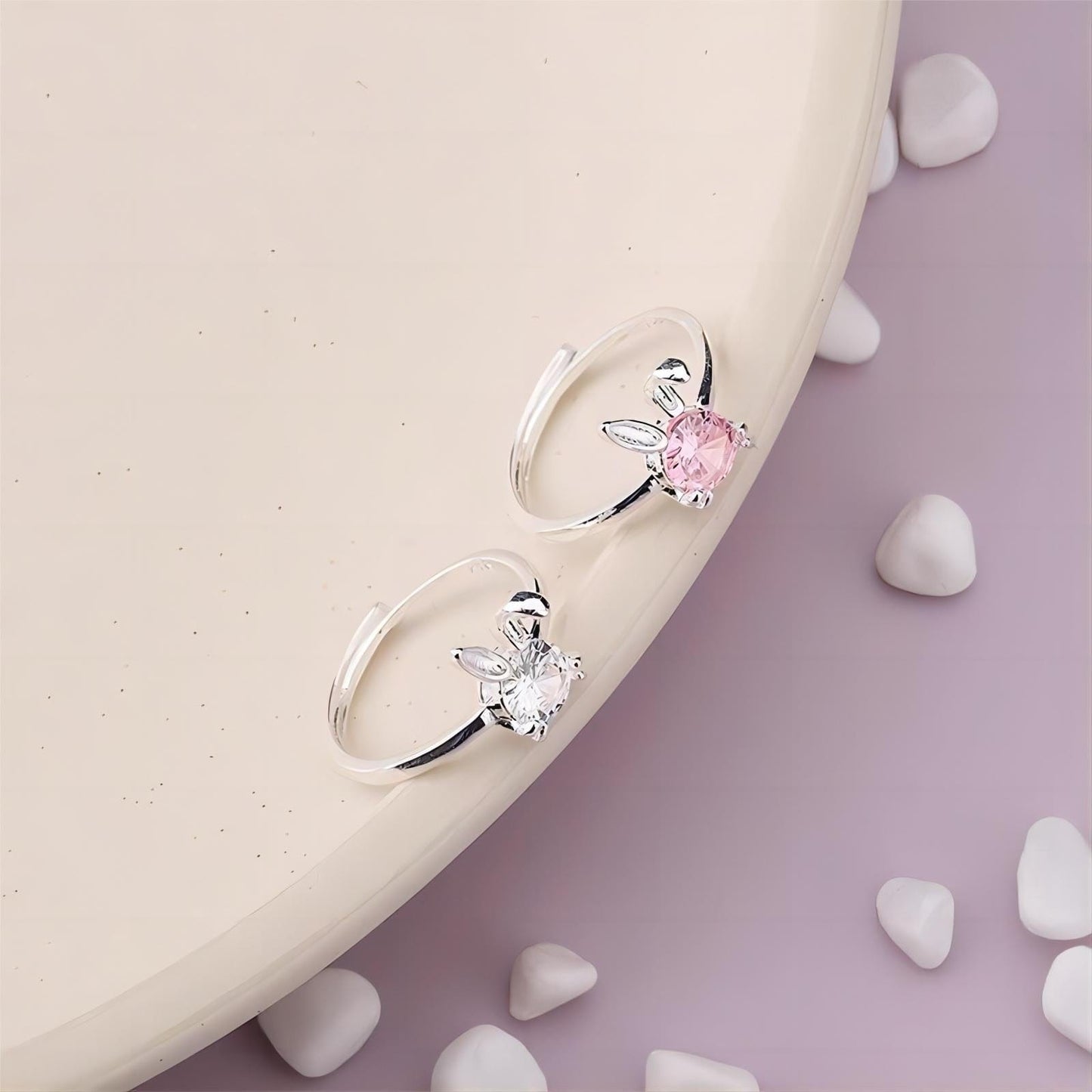 Bague Lapin en Cristal Rose