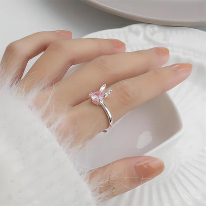 Bague Lapin en Cristal Rose