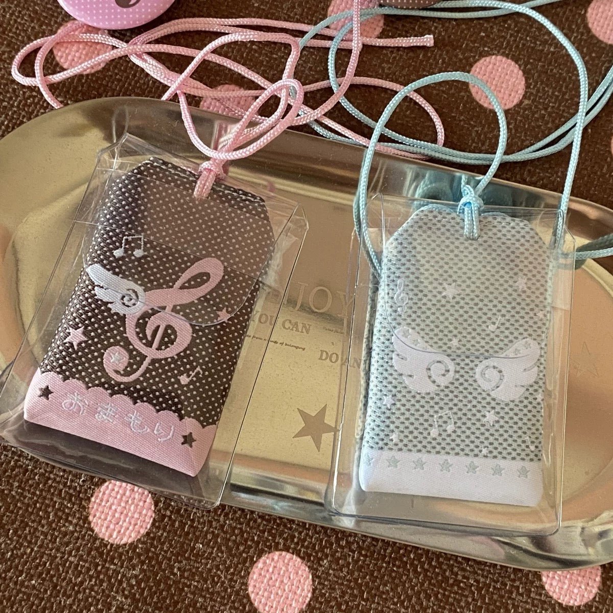 Musical Cute Wing Angel Embroidery Lucky Note Keychain Amulet