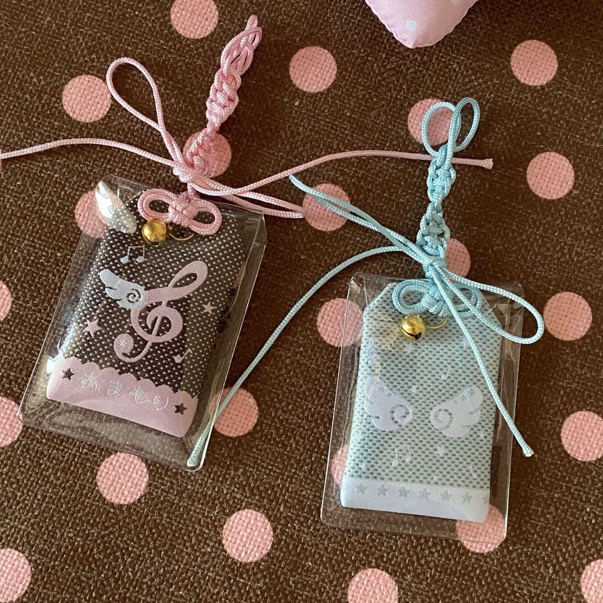Musical Cute Wing Angel Embroidery Lucky Note Keychain Amulet