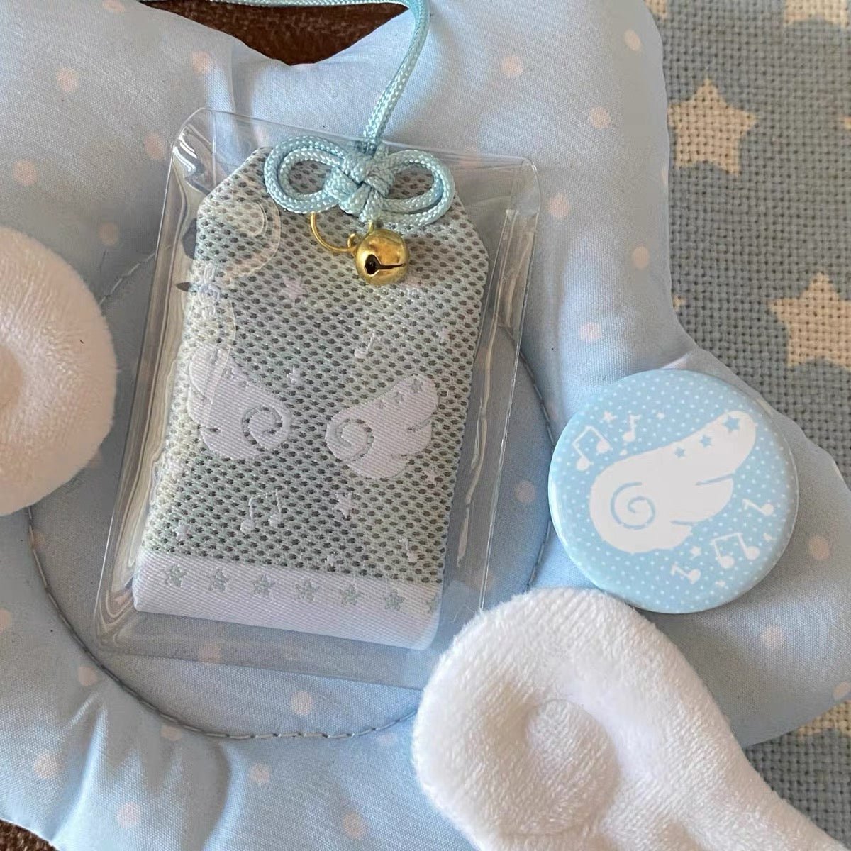 Musical Cute Wing Angel Embroidery Lucky Note Keychain Amulet