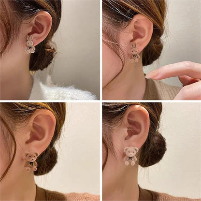 Süße beflockte Kaninchenbär Ohrstecker