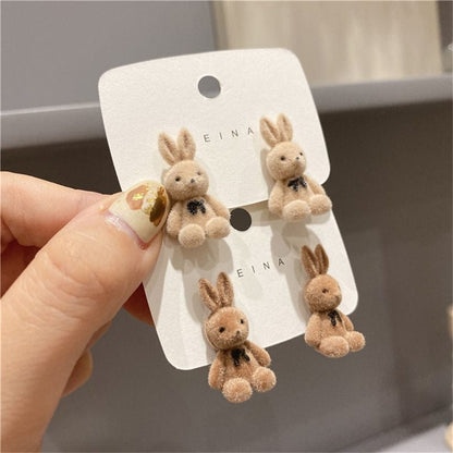 Süße beflockte Kaninchenbär Ohrstecker