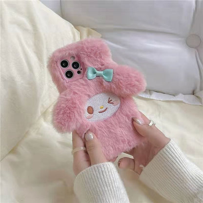 Jolie coque en peluche rose Melo pour iPhone