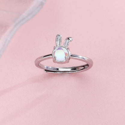 Bague lapin en opale mignonne