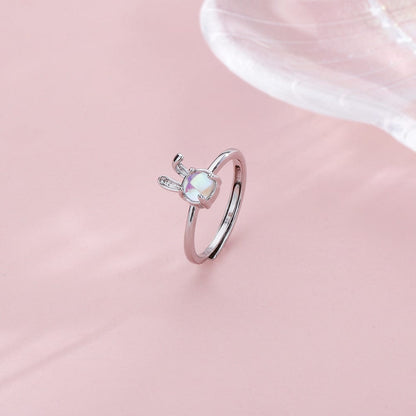 Bague lapin en opale mignonne