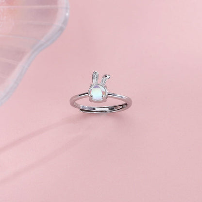 Bague lapin en opale mignonne