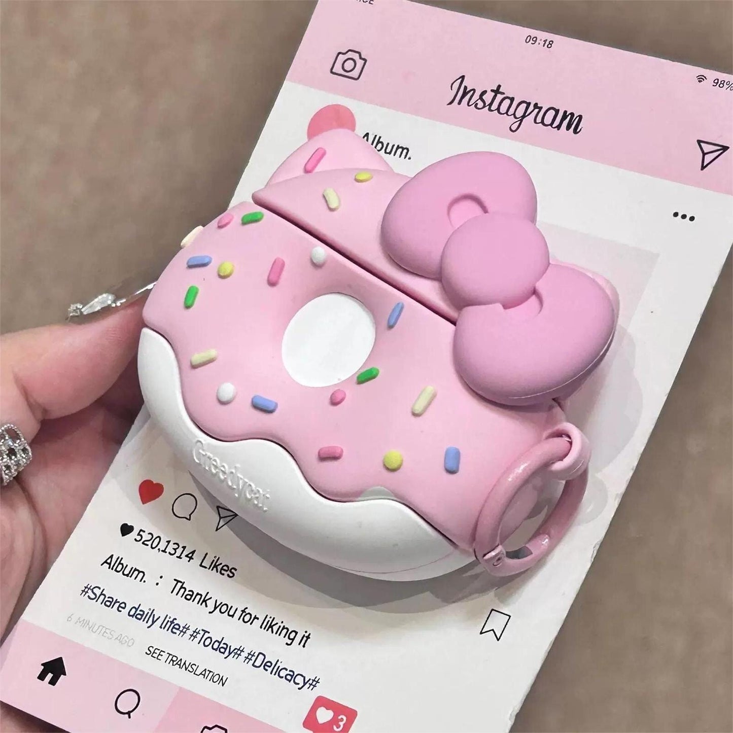 Pink Donut Kitty AirPods Earphone Case SK481