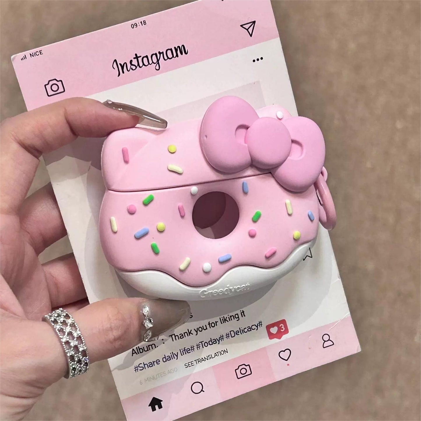 Pink Donut Kitty AirPods Earphone Case SK481