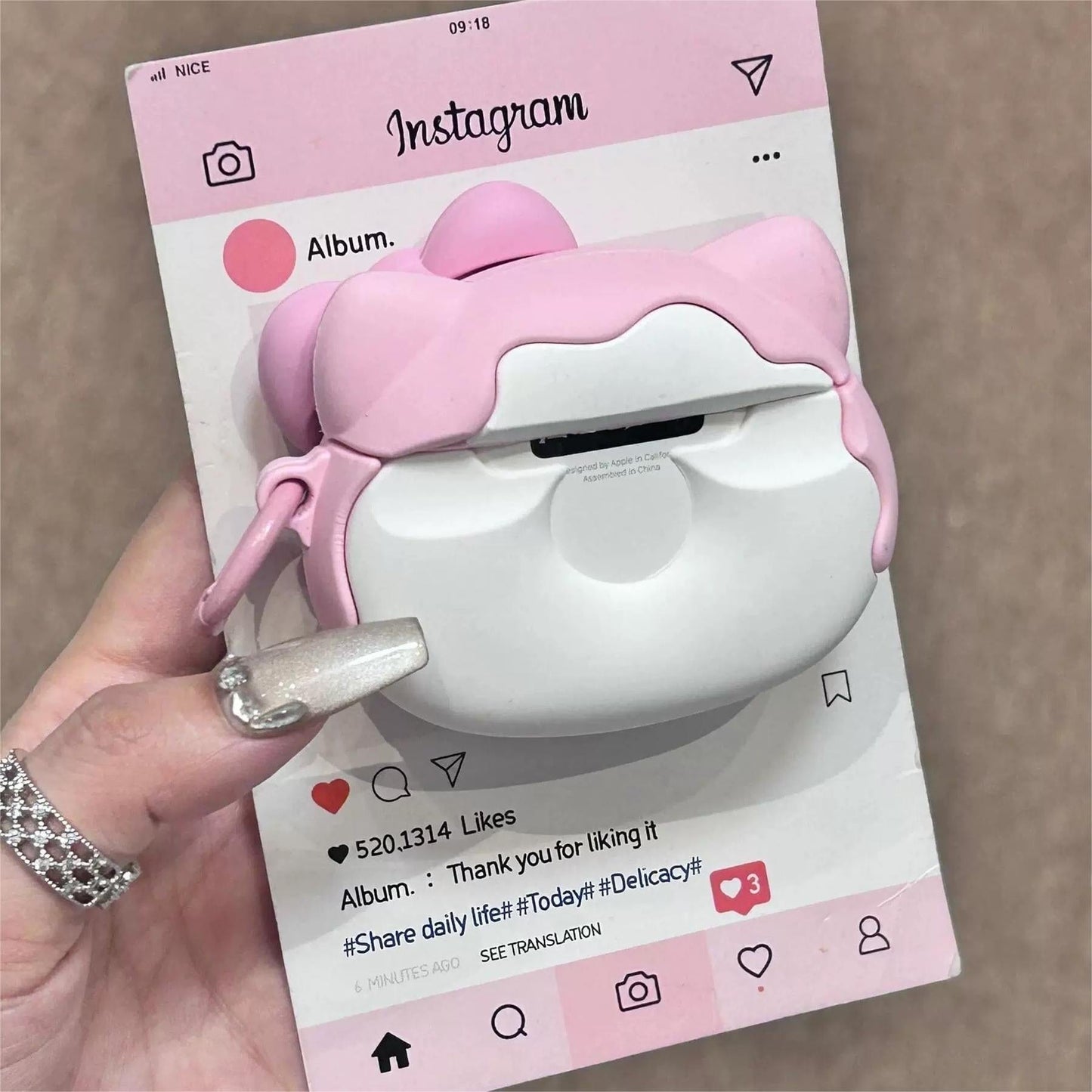 Pink Donut Kitty AirPods Earphone Case SK481