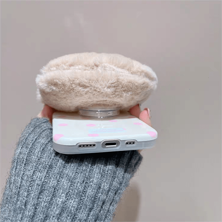 Cute Plush Kitty Stand iPhone Case