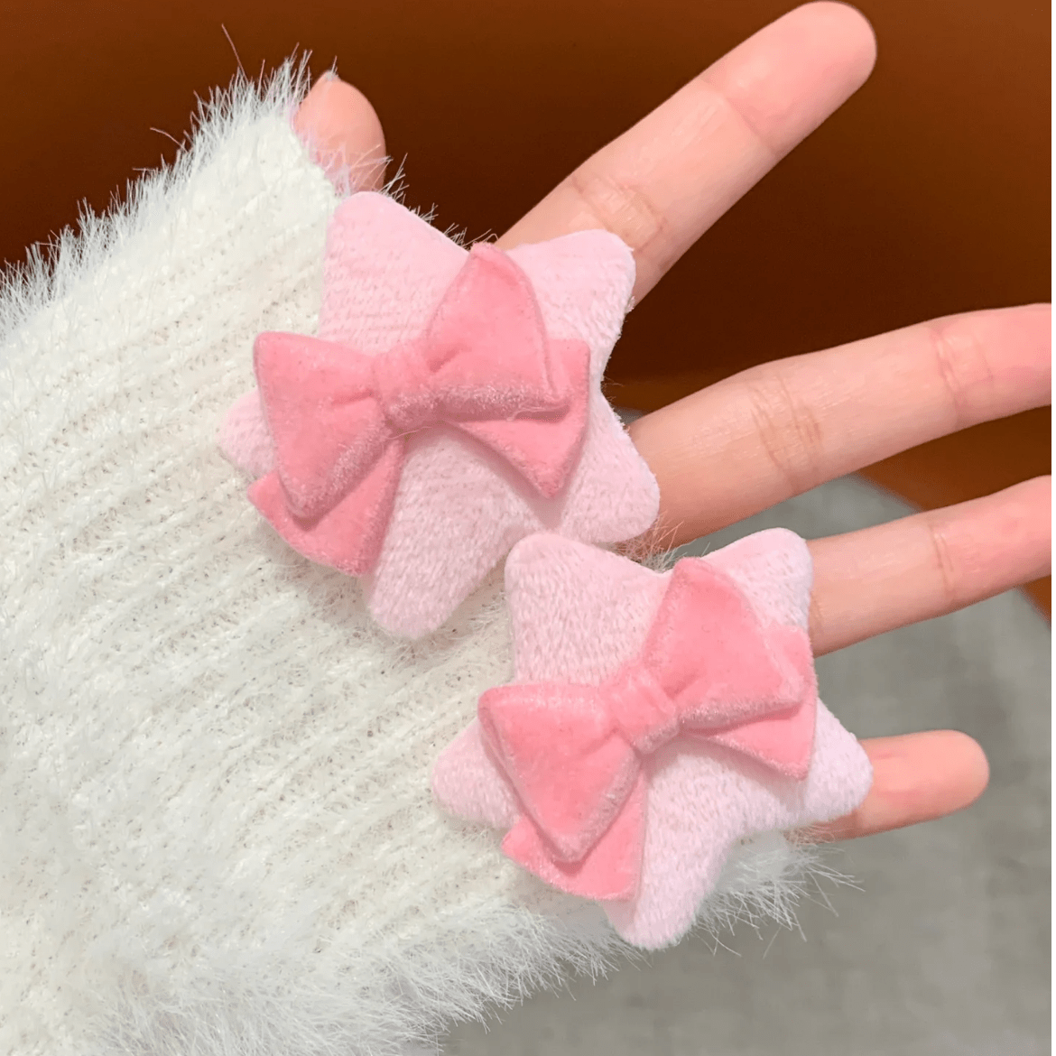 Cute Plush Star Bowknot Hair Clip Set