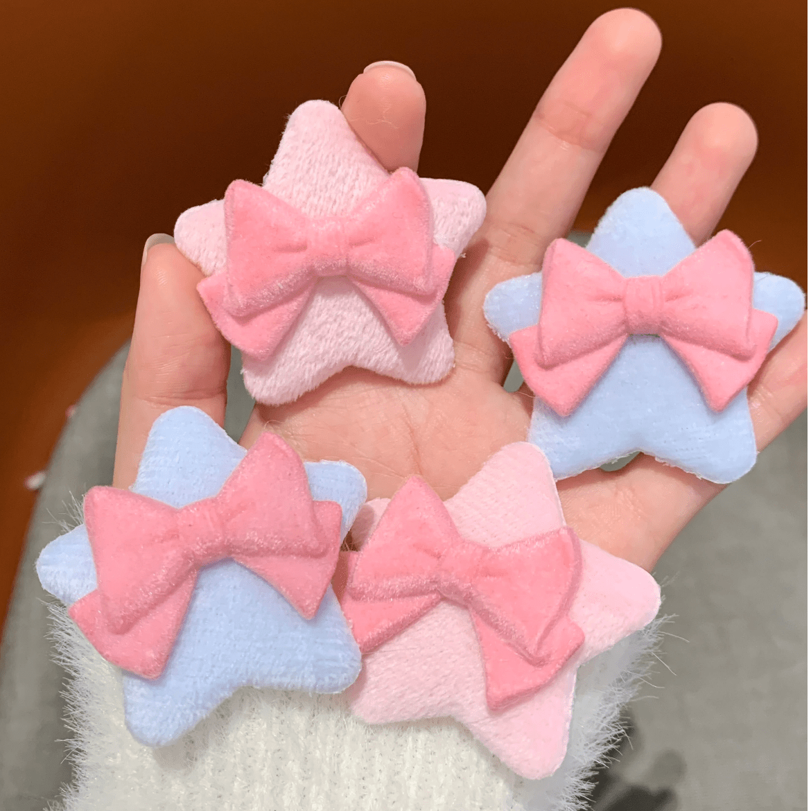 Cute Plush Star Bowknot Hair Clip Set