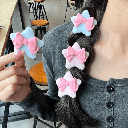 Cute Plush Star Bowknot Hair Clip Set