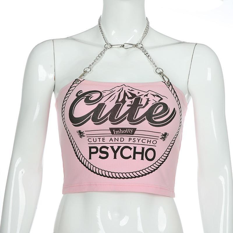 Cute & Psycho Halter Top - baby,belly shirt,belly shirts,belly tank,belly tee